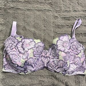 Adore Me Purple Floral Lace Bra
